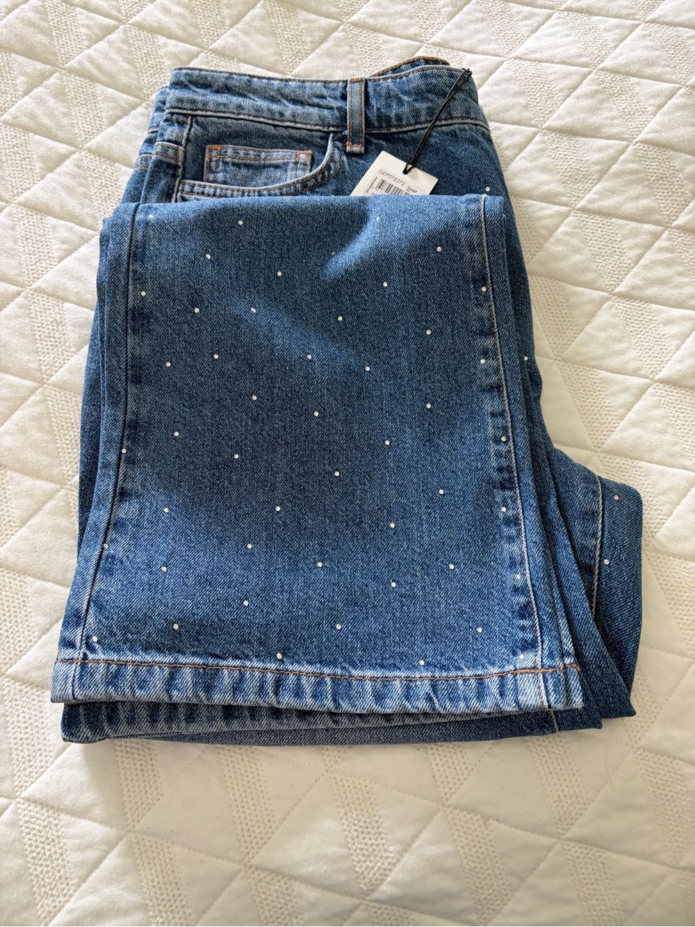 Gerard Darel Blue Rhinestone Wide-Leg Jeans